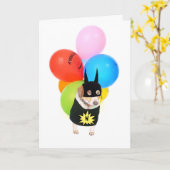 かわいい犬または子供の誕生日 カード (黄色い花)