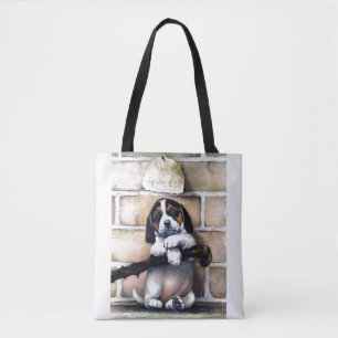 かわいい犬を売るヴィンテージイラストレーション トートバッグ