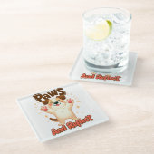 かわいい犬を手で反射 ガラスコースター (アングル)