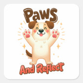 かわいい犬を手で反射 スクエアシール (正面)