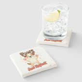 かわいい犬を手で反射 ストーンコースター (横)