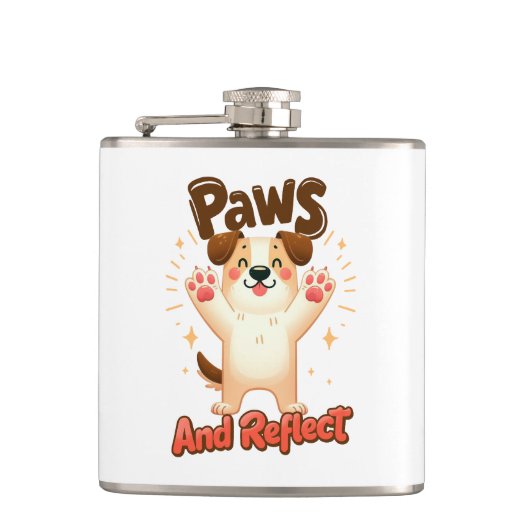 かわいい犬を手で反射 フラスク (正面)