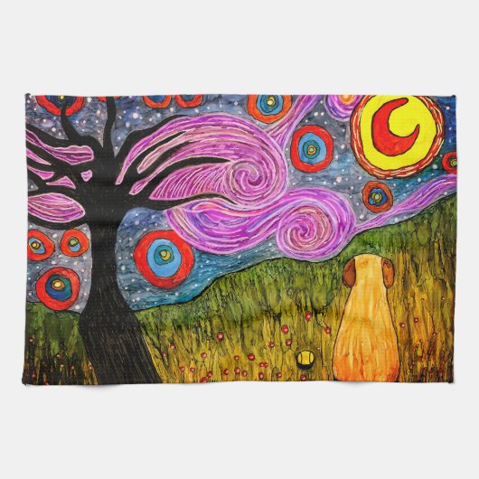 かわいい犬カラフルのキッチンタオル キッチンタオル (横)