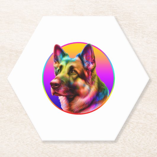 かわいい犬カラフルレインボー ペーパーコースター (正面)