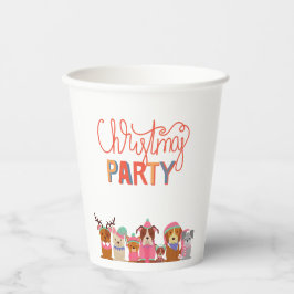 かわいい犬クリスマスパーティー紙カップ 紙コップ