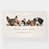 かわいい犬グルーミングサービス名刺 横断幕 (横)