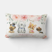 かわいい犬コルギ·パグ·シープドッグ·ダクシュント·ピンクフローラ ランバークッション (裏面)