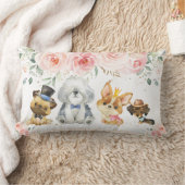 かわいい犬コルギ·パグ·シープドッグ·ダクシュント·ピンクフローラ ランバークッション (ブランケット)