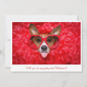 かわいい犬サングラス赤い水色バレンタインカード ノートカード (正面)