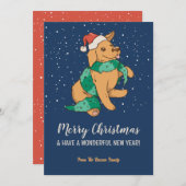 かわいい犬サンタ雪の冬メリークリスマス シーズンカード (正面/裏面)
