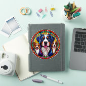 かわいい犬ステンドグラス3体スタイルポートレート シール (iPadカバー)