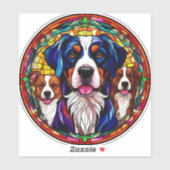 かわいい犬ステンドグラス3体スタイルポートレート シール (シート)