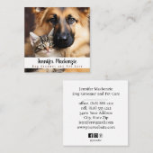 かわいい犬トリマーグルーミングサービスキャットペットケア スクエア名刺 (正面/裏面)