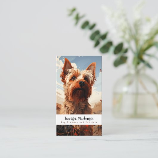 かわいい犬トリマーグルーミングサービスペットケア 名刺 (スタンド正面)