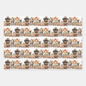 かわいい犬ネコのペット編みセーターのクリスマス ラッピングペーパーシート (正面)