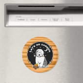 かわいい犬ハイカーキャンパー旧英語シェプドッググレー1 マグネット (インサイチュ (食洗機))