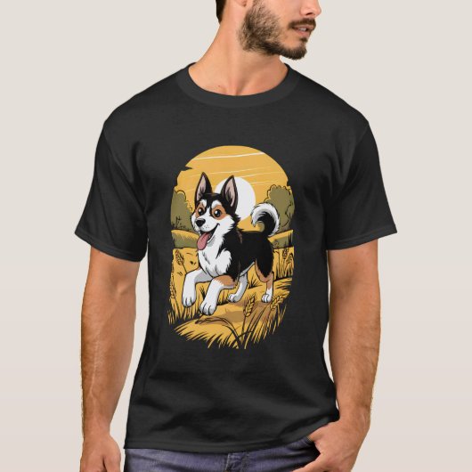 かわいい犬ハスキー犬子犬パピー Tシャツ (正面)