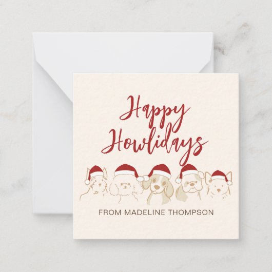 かわいい犬ハッピーハウリデイズクリスマス ノートカード (正面)