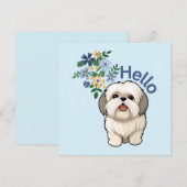 かわいい犬ハローフラットカード (正面/裏面)