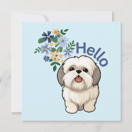 かわいい犬ハローフラットカード (正面)