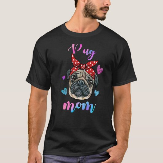 かわいい犬パグマムママパピーお母さん Tシャツ (正面)
