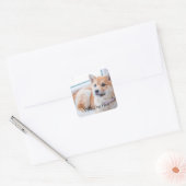 かわいい犬パーソナライズされたの写真と文字 スクエアシール (封筒)