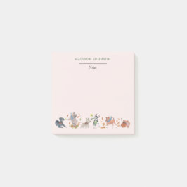 かわいい犬ピンクのモノグラムのポストイットのノート ポストイット