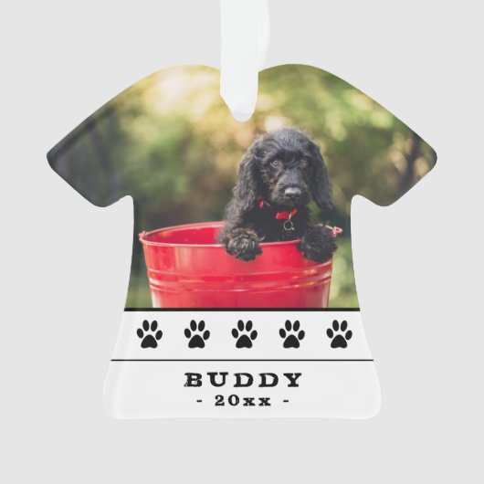 かわいい犬フォトブラックポーズホリデーキープサケ オーナメント (正面)