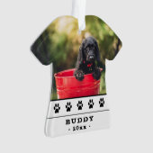 かわいい犬フォトブラックポーズホリデーキープサケ オーナメント (正面)