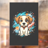 かわいい犬ペイントスプラッシュベクターアート_1 ウィンドウサイン (シート2)