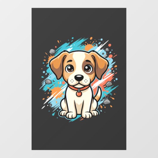 かわいい犬ペイントスプラッシュベクターアート_1 ウィンドウサイン (シート)
