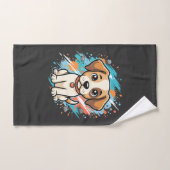 かわいい犬ペイントスプラッシュベクターアート_1 ハンドタオル (ハンドタオル)