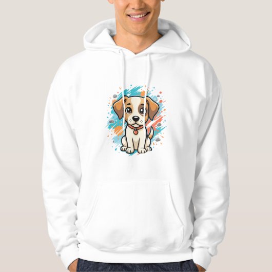 かわいい犬ペイントスプラッシュベクターアート_1 パーカ (正面)