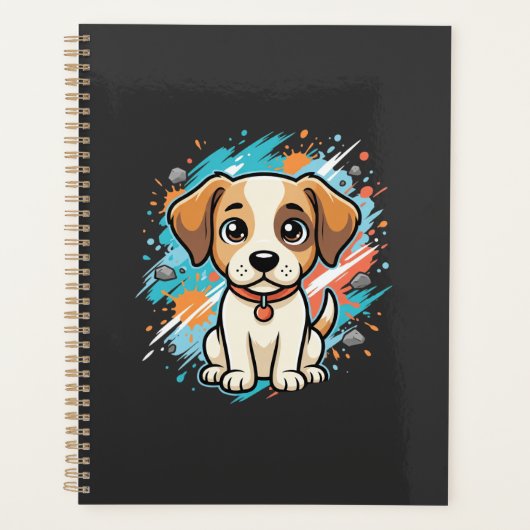 かわいい犬ペイントスプラッシュベクターアート_1 プランナー手帳 (正面)