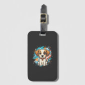 かわいい犬ペイントスプラッシュベクターアート_1 ラゲッジタグ (正面縦)