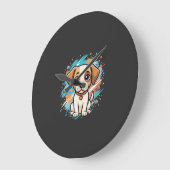 かわいい犬ペイントスプラッシュベクターアート_1 ラージ壁時計 (傾斜)