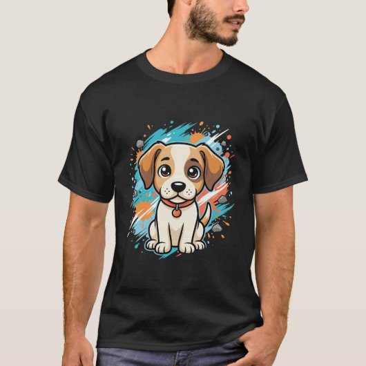 かわいい犬ペイントスプラッシュベクターアート_1 Tシャツ (正面)