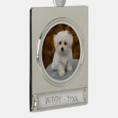 かわいい犬ペットの写真ホリデークリスマス シルバープレートバナーオーナメント (右)