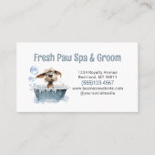 かわいい犬ペットグルーミングバスサービス 名刺 (正面)