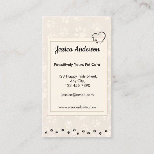 かわいい犬ペットケアサービストリマーポープリント 名刺 (裏面)