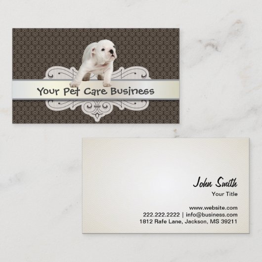 かわいい犬ペットケアビジネスカード 名刺 (正面/裏面)