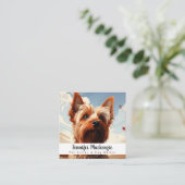 かわいい犬ペットシッターとドッグウォーカー スクエア名刺 (スタンド正面)