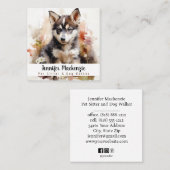 かわいい犬ペットシッターとドッグウォーカー スクエア名刺 (正面/裏面)