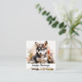 かわいい犬ペットシッターとドッグウォーカー スクエア名刺 (スタンド正面)