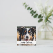 かわいい犬ペットシッターとドッグウォーカー スクエア名刺 (スタンド正面)