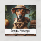 かわいい犬ペットシッターとドッグウォーカー スクエア名刺 (正面)