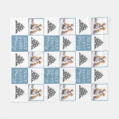 かわいい犬ペットタイポグラフィクリスマスツリー写真 フリースブランケット (正面(横))