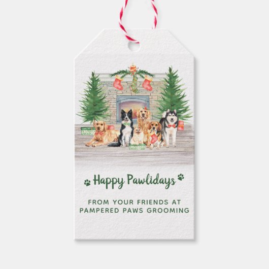 かわいい犬ペットビジネス犬の恋人クリスマス ギフトタグ (正面)