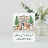 かわいい犬ペットビジネス犬の恋人クリスマス シーズンポストカード (スタンド正面)