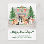 かわいい犬ペットビジネス犬の恋人クリスマス シーズンポストカード (正面)